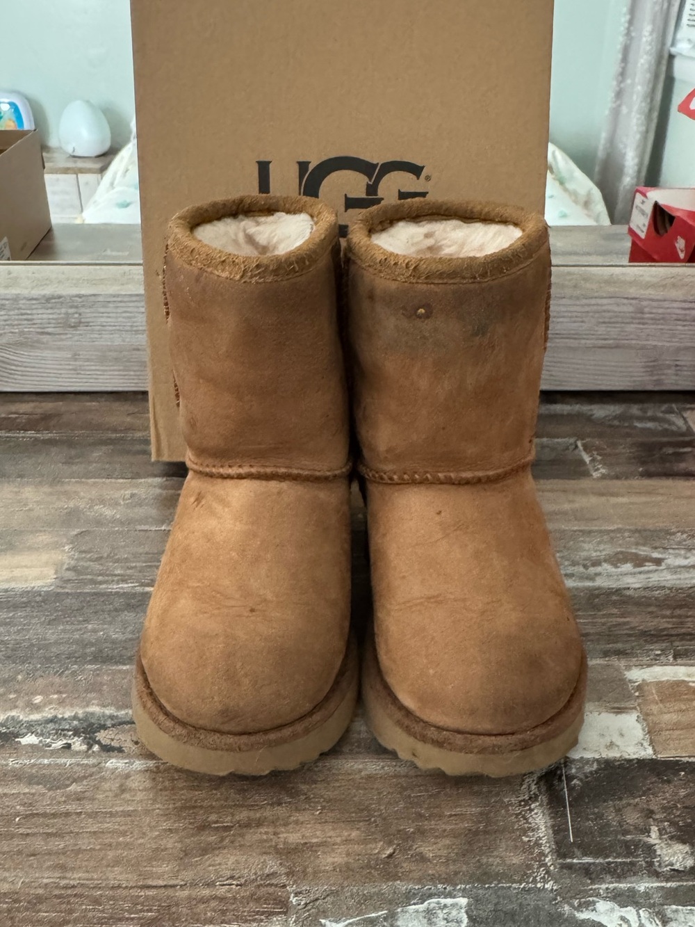 UGG Kids Chestnut Suede Shearling Boots